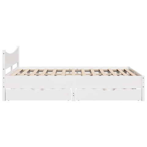 vidaXL Bed Frame with Drawers White 140x190 cm Solid Wood Pine