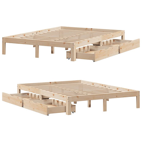 vidaXL Bed Frame with Drawers without Mattress 120x190 cm Small Double