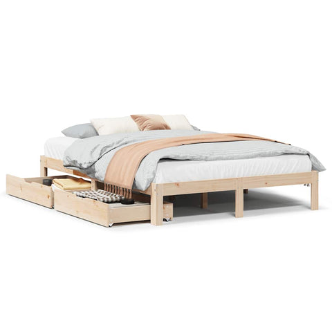 vidaXL Bed Frame with Drawers without Mattress 140x190 cm