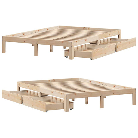 vidaXL Bed Frame with Drawers without Mattress 140x190 cm