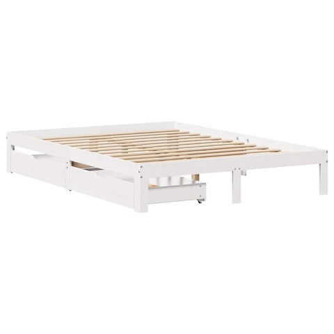 vidaXL Bed Frame with Drawers without Mattress White 160x200 cm