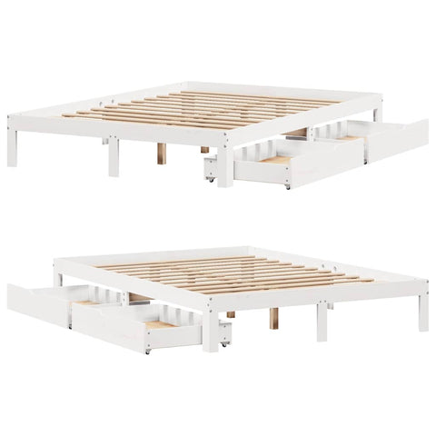 vidaXL Bed Frame with Drawers without Mattress White 160x200 cm