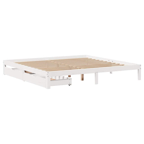 vidaXL Bed Frame with Drawers without Mattress White 200x200 cm