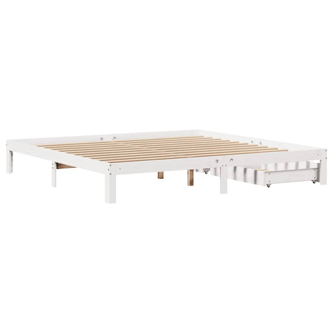 vidaXL Bed Frame with Drawers without Mattress White 200x200 cm