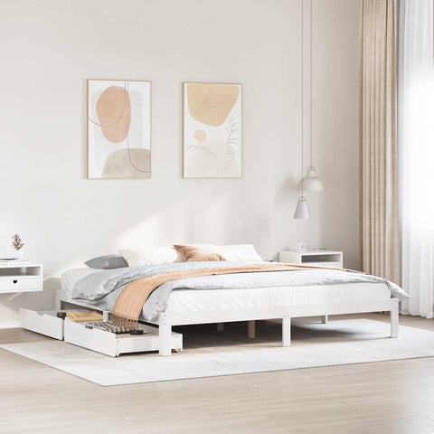 vidaXL Bed Frame with Drawers without Mattress White 200x200 cm