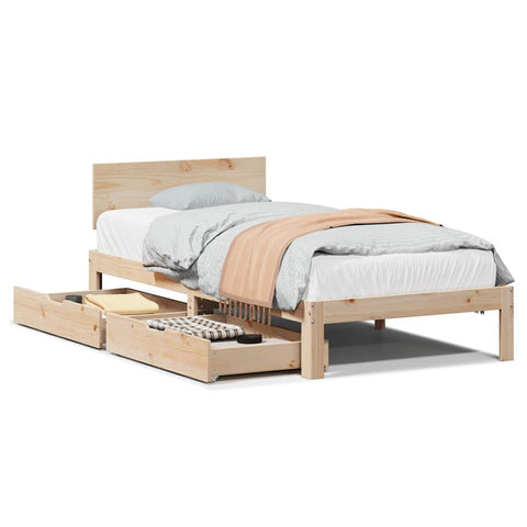 vidaXL Bed Frame with Drawers without Mattress 75x190 cm Small Single
