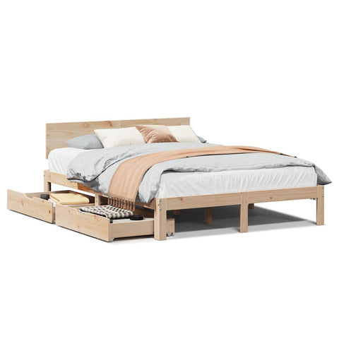 vidaXL Bed Frame with Drawers without Mattress 140x190 cm