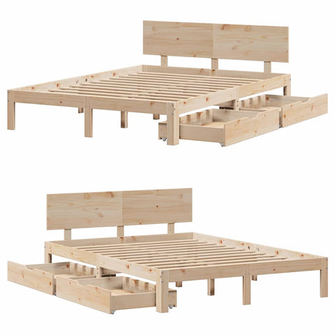 vidaXL Bed Frame with Drawers without Mattress 140x190 cm