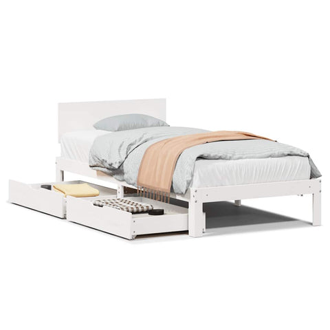 vidaXL Bed Frame with Drawers without Mattress White 90x200 cm