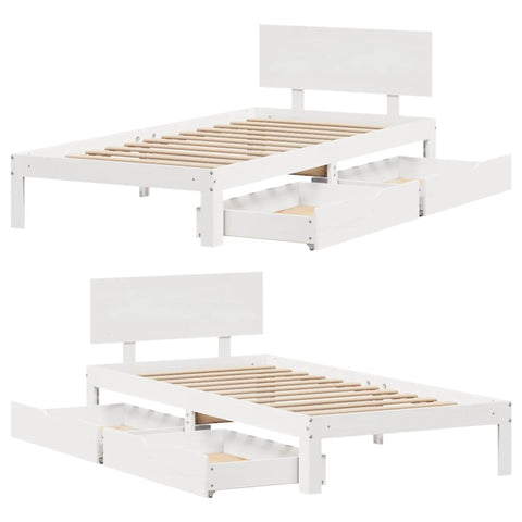 vidaXL Bed Frame with Drawers without Mattress White 90x200 cm