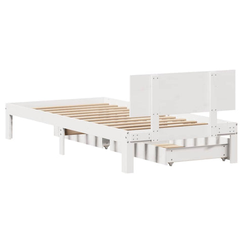 vidaXL Bed Frame with Drawers without Mattress White 100x200 cm