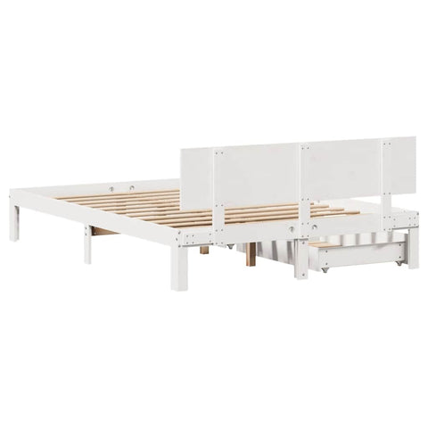 vidaXL Bed Frame with Drawers without Mattress White 150x200 cm King Size