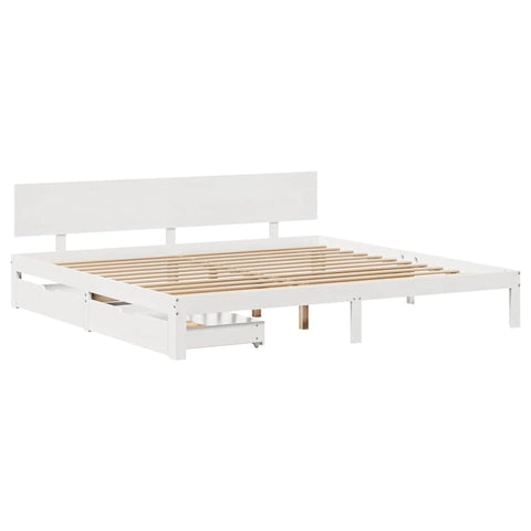 vidaXL Bed Frame with Drawers without Mattress White 180x200 cm Super King