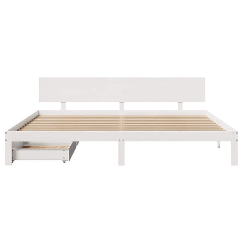 vidaXL Bed Frame with Drawers without Mattress White 180x200 cm Super King