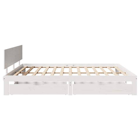 vidaXL Bed Frame with Drawers without Mattress White 180x200 cm Super King