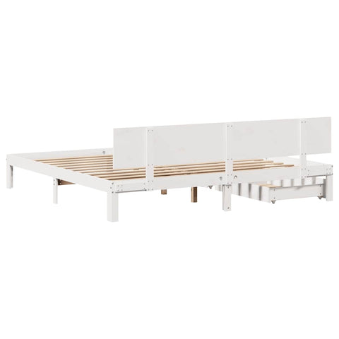 vidaXL Bed Frame with Drawers without Mattress White 180x200 cm Super King