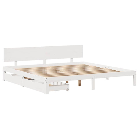 vidaXL Bed Frame with Drawers without Mattress White 200x200 cm