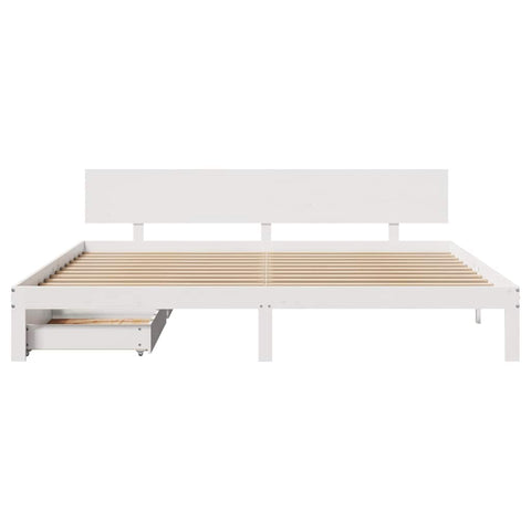 vidaXL Bed Frame with Drawers without Mattress White 200x200 cm