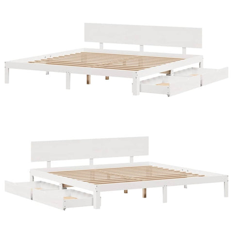 vidaXL Bed Frame with Drawers without Mattress White 200x200 cm