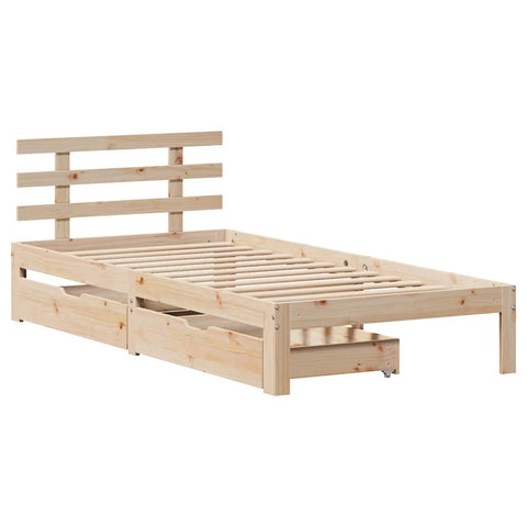 vidaXL Bed Frame with Drawers without Mattress 75x190 cm Small Single