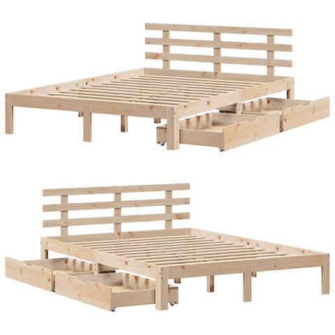 vidaXL Bed Frame with Drawers without Mattress 140x190 cm