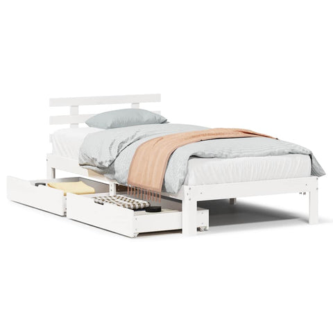 vidaXL Bed Frame with Drawers without Mattress White90x200 cm