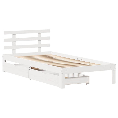 vidaXL Bed Frame with Drawers without Mattress White90x200 cm