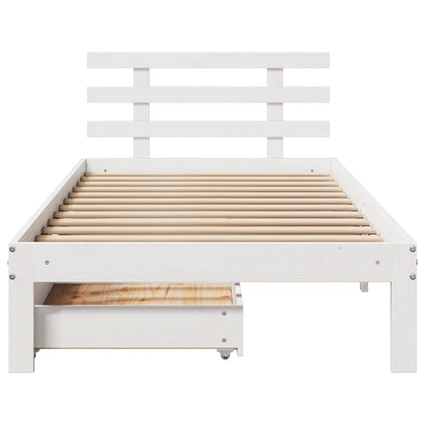 vidaXL Bed Frame with Drawers without Mattress White90x200 cm