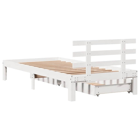 vidaXL Bed Frame with Drawers without Mattress White90x200 cm