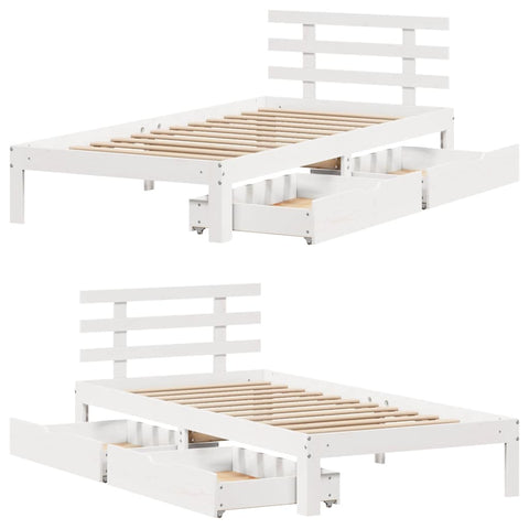 vidaXL Bed Frame with Drawers without Mattress White90x200 cm