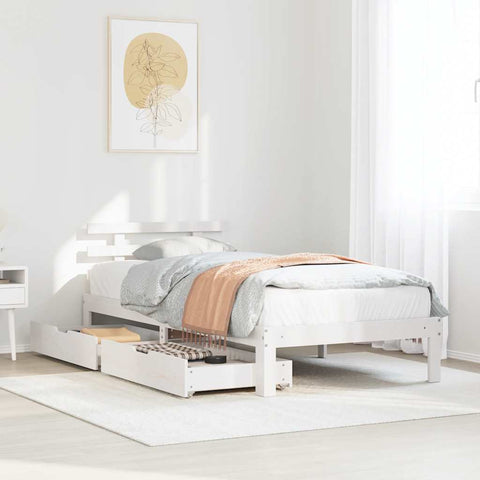 vidaXL Bed Frame with Drawers without Mattress White90x200 cm