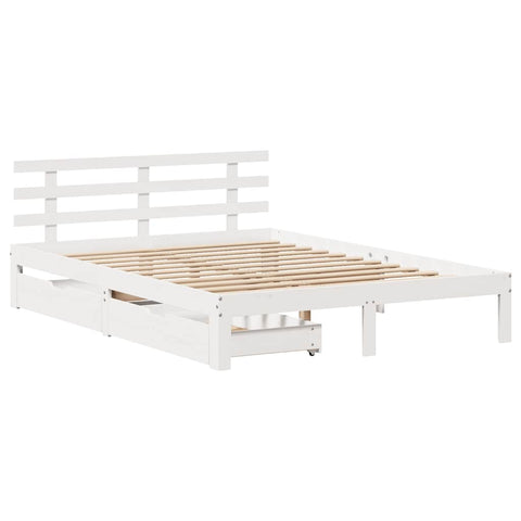vidaXL Bed Frame with Drawers without Mattress White 150x200 cm King Size