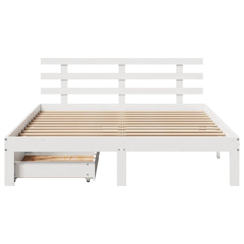 vidaXL Bed Frame with Drawers without Mattress White 150x200 cm King Size