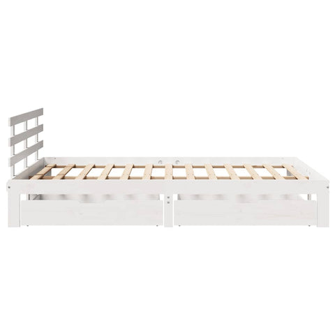 vidaXL Bed Frame with Drawers without Mattress White 150x200 cm King Size