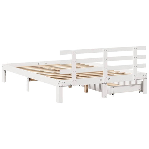 vidaXL Bed Frame with Drawers without Mattress White 150x200 cm King Size