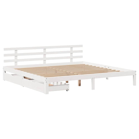 vidaXL Bed Frame with Drawers without Mattress White 200x200 cm