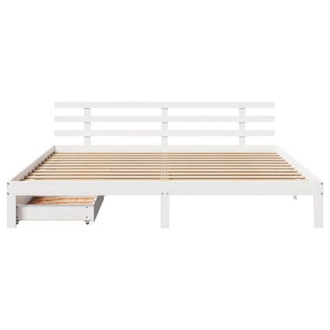 vidaXL Bed Frame with Drawers without Mattress White 200x200 cm