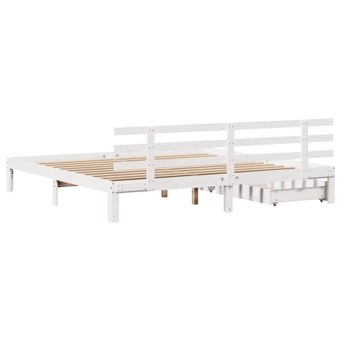 vidaXL Bed Frame with Drawers without Mattress White 200x200 cm