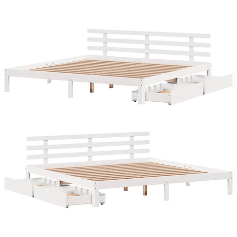 vidaXL Bed Frame with Drawers without Mattress White 200x200 cm
