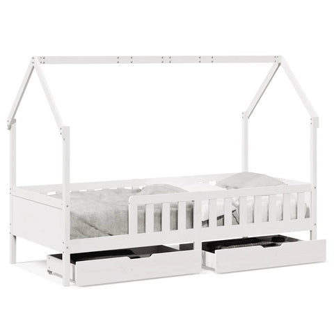 vidaXL Kids Bed Frame with Drawers without Mattress 90x200 cm Solid Wood