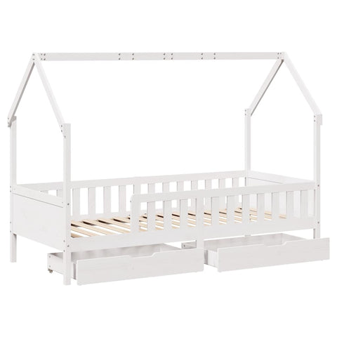 vidaXL Kids Bed Frame with Drawers without Mattress 90x200 cm Solid Wood