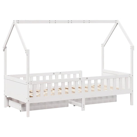 vidaXL Kids Bed Frame with Drawers without Mattress 90x190 cm Single Solid Wood
