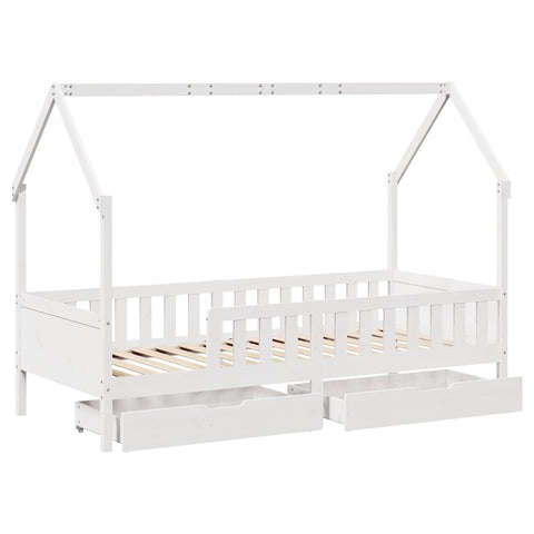vidaXL Kids Bed Frame with Drawers without Mattress 90x190 cm Single Solid Wood