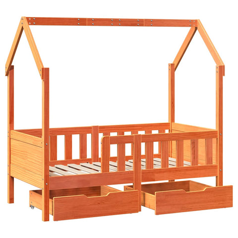 vidaXL Kids Bed Frame with Drawers without Mattress 80x160 cm Solid Wood