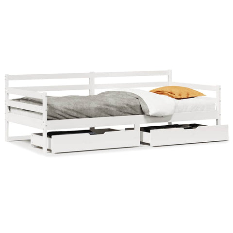 vidaXL Daybed with Drawers without Mattress White 90x190 cm Single Solid Wood