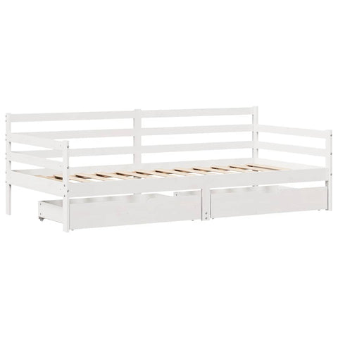 vidaXL Daybed with Drawers without Mattress White 90x190 cm Single Solid Wood