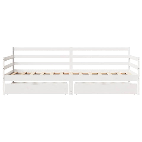 vidaXL Daybed with Drawers without Mattress White 90x190 cm Single Solid Wood
