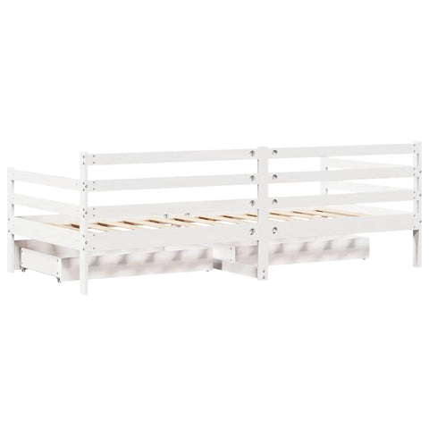 vidaXL Daybed with Drawers without Mattress White 90x190 cm Single Solid Wood