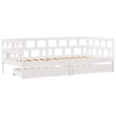 vidaXL Daybed with Drawers without Mattress White 90x190 cm Single Solid Wood