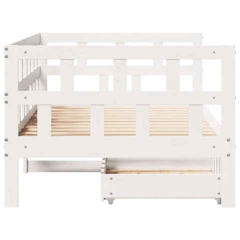 vidaXL Daybed with Drawers without Mattress White 90x190 cm Single Solid Wood